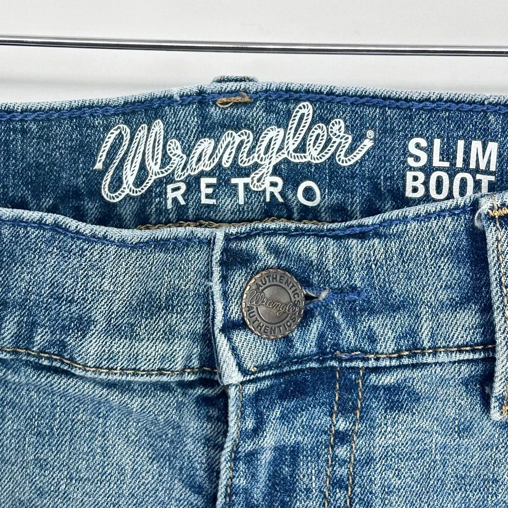 Wrangler Jeans Mens Size 29x32‎ Retro Slim Fit Bootcut Distressed Cowboy Western